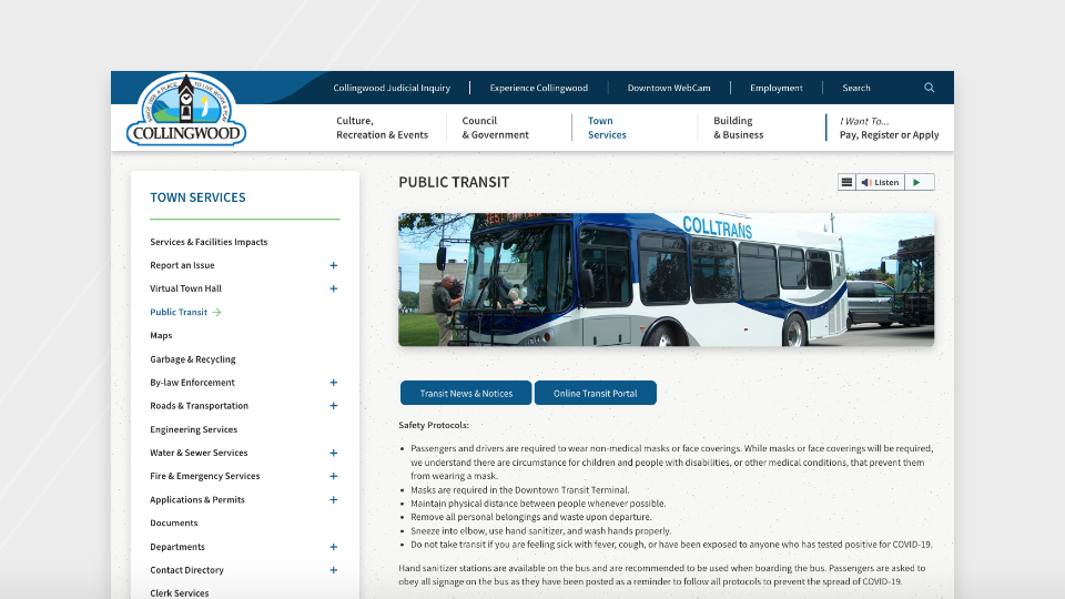 Website transit page