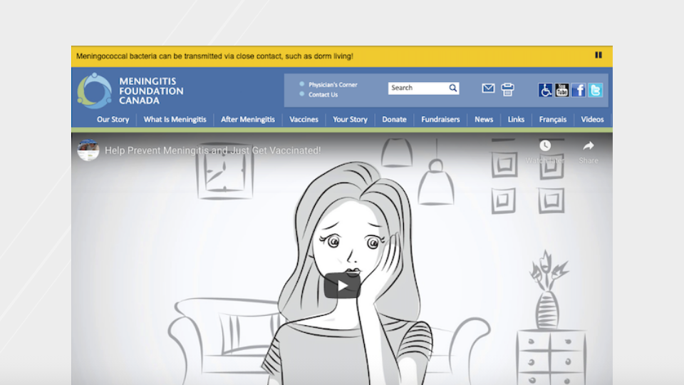 Screenshot of old website homepage.