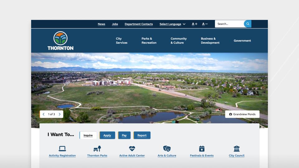 City of Thornton's website, after the redesign