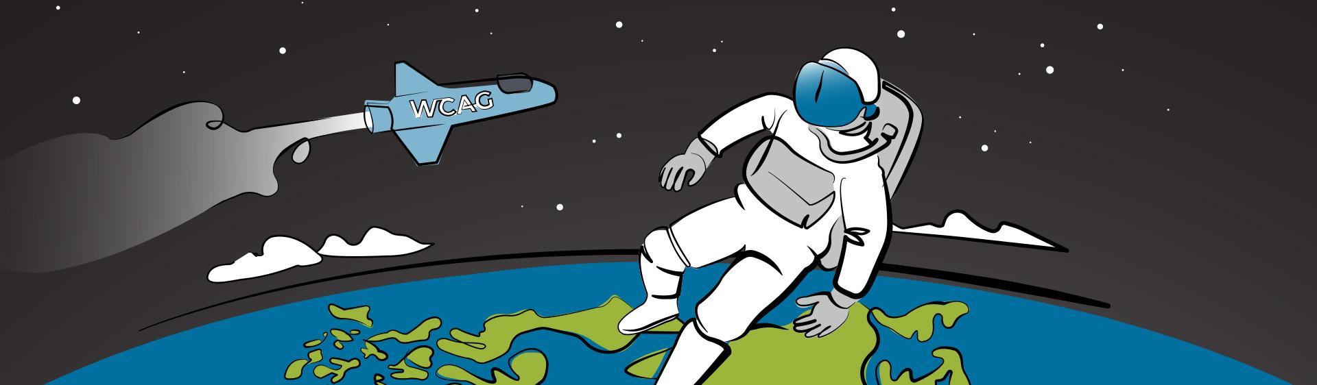 Illustrated person in space